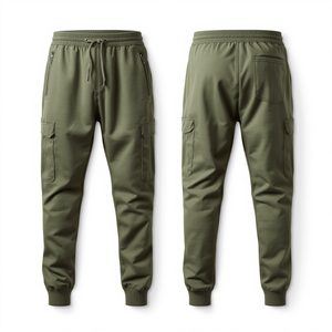 Pantalon de jogging unisexe vert olive en molleton bouclette, coton épais, basique et décontracté, le plus vendu - Product Image 3
