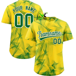 Camiseta Deportiva Vantex Personalizada para Hombre, Diseño Digital Amarillo y Verde, Transpirable, de Poliéster, Uniforme de Béisbol - Product Image 2