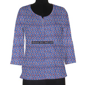 India hermosa mano bloque estampado tela ropa Popular hecho a mano algodón Kurtis alta calidad fiesta desgaste vestidos fabricante - Product Image 1
