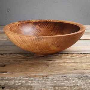 Smooth Finish Wooden Serving Bowl For Salad Fruit Bread <b>Pasta</b> Kitchen Dining Table Handmade Natural Wood Dish - Product Image 1