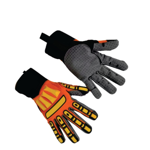 Gants de sécurité antidérapants en PU avec texture micro-diamantée en relief, poignet élastique, usage général, orange, noir, gris - Product Image 3
