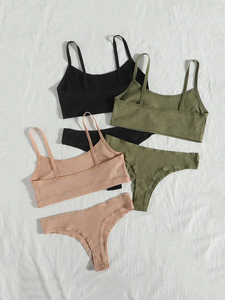 Sexy Lingerie Ribbed Panty Set Embroidery Ruffles Hollow Hole Comfortable Regular Wear Girl High Quality Workout Underwear 100% - Product Image 3
