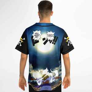 Maillot de baseball personnalisé à sublimation imprimée Anime Luff, style unique, respirant, 100 % polyester, col en V, manches courtes pour homme - Product Image 4