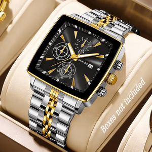 Nouvelle montre à quartz pour homme tendance, carrée, en acier inoxydable, avec chronographe lumineux et affichage du cadran à aiguilles B912 - Product Image 1