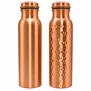 Handcrafted Copper Water <b>Bottles</b> with Smooth and Hammered Finish, Screw Cap, Reusable <b>Metal</b> Drinkware for Home Travel & wellness - Product Image 1