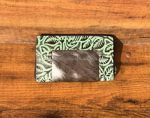 Cheveux de qualité supérieure sur la peau en cuir sculpté pochette coque de téléphone à la mode vert Western en relief Design vente chaude élégant portefeuille pour femmes - Product Image 4