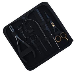 Professional Hair Extension Tool Kit Pulling Hook Loop Wire Tool Tail Comb Sewing <b>Needle</b> Scissor Parting Finger Barber Crimping - Product Image 1