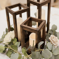 Lámpara de Mesa LANJO de Madera Maciza Marrón Hecha a Mano para Bodas, San Valentín, Acción de Gracias, Centro de Mesa Retro Estilo Granja con Forma de Columna para el Hogar