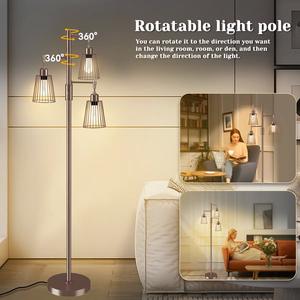 Elegante Lámpara de Pie de Metal con Pantalla de Lino para Dormitorio y Oficina - Product Image 6