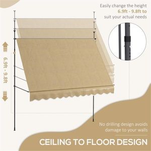 Tenda da Sole Estensibile in Lega di Alluminio per Balcone/Patio con Tettoia per Protezione dalla Pioggia - Funzionamento Manuale, Finitura Rivestita - Product Image 5