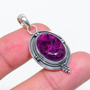 Colgante de purpurita de plata de ley 925, collar de piedras preciosas hecho a mano, joyería de lujo, regalo para mujer, diseño elegante - Product Image 1