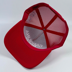Casquette Trucker 5 Panneaux Personnalisée en Relief, Rouge Polaire, Snapback Unisexe, Ajustable, Performance Décontractée pour Sports de Plein Air - Product Image 6