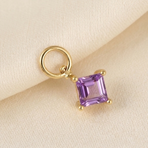 Pendentif Charme Solitaire Classique en Or Jaune Massif 9K Certifié IGI avec Alexandrite de Laboratoire pour Femme, Bracelet et Collier - Product Image 3