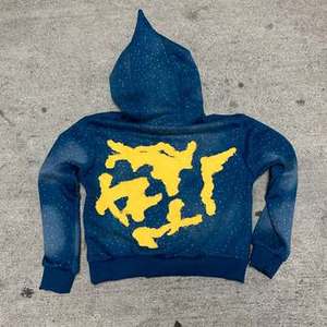 Sudadera con Capucha Corta y Holgada para Hombre, con Logotipo Personalizado Bordado, 100% Algodón, Estilo Hip Hop, Streetwear, con Pedrería y Parches Desgastados - Product Image 2