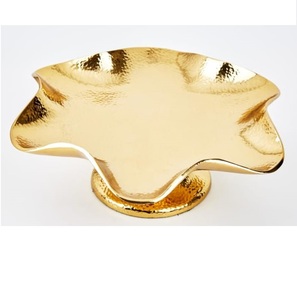 Grand bol décoratif en métal écologique de grande capacité, finition plaquée or, bol à fruits en aluminium - Product Image 5