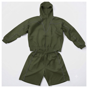 Ensemble coupe-vent unisexe bordeaux à manches longues avec fermeture éclair, couleur unie, décontracté, pour adultes, séchage rapide, respirant, léger, en coton - Product Image 3