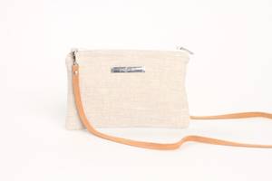 Bolso Bandolera Bohemio Minimalista de Lino con Correa de Cuero, Cierre de Cadena Ecológico, 22x14cm, Pequeño Bolso de Mano para Mujer - Product Image 5