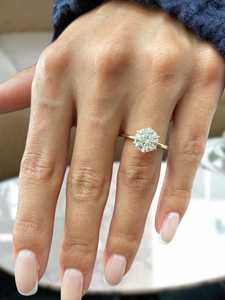 Lab Grown 2.01CT Round Cut Diamond Signet Dual Band <b>Ring</b> <b>Set</b> For Women's 18K Solid <b>Gold</b> Wedding Promise Gift For Lovers - Product Image 3