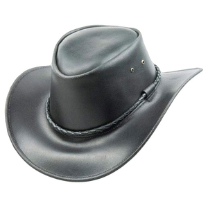 Sombrero de Vaquero Unisex de Cuero Negro Sólido con Ala Ancha, Estilo Casual para Exteriores, Ajustable, 56-58CM, Estilo Adulto - Product Image 3