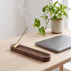 Wooden <b>Incense</b> Stick <b>Holder</b> with Ash Catcher Tall <b>Incense</b> <b>Holder</b> with 3 Holes Brass for Meditation Spa Yoga <b>Incense</b> Stick <b>Holder</b> - Product Image 2