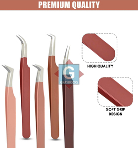 Ensemble de pinces à cils en acier inoxydable au design élégant, couleurs vibrantes avec pointe fine - Product Image 2