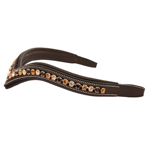 Bride de cheval personnalisable en cuir indien tanné végétal de haute qualité, avec frontale en cristal, coloris pêche clair, bordeaux, topaze, confortable pour l'équitation - Product Image 6