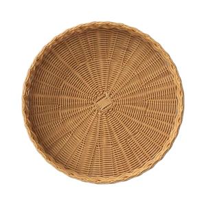 Bandeja de servicio de mimbre tejida redonda de 14 pulgadas Bandeja de servicio de fruta de agua trenzada Bandeja de servicio de mimbre tejida Venta caliente de la India - Product Image 1