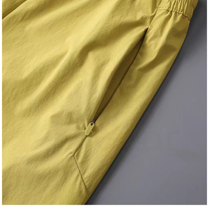 <b>Men's</b> Solid <b>Yellow</b> Cotton Quick Dry Breathable Mid Waist Drawstring Closure Bermuda <b>Shorts</b> Pockets Casual Sport Style - Product Image 3