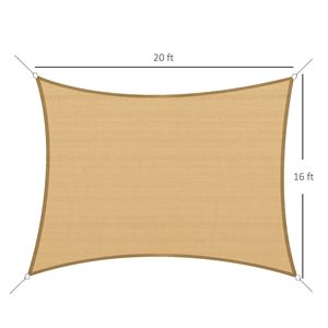 Voile d'ombrage extérieure couleur sable 16 x 20 pieds pour patio, terrasse et jardin, avec anneaux en D et corde inclus - Product Image 5