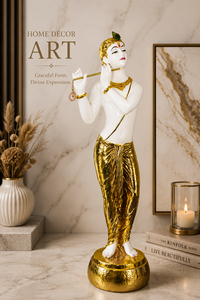 Luxury Resin Art Deco Handmade 24K <b>Gold</b> Plated Standing Lord Krishna <b>Statue</b> for Home Tabletop - Product Image 1