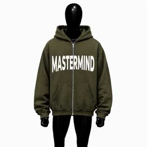 Sudadera con capucha oversize personalizada con cremallera completa para hombre, estilo urbano, estampado gráfico, hombros caídos, ropa casual en oferta - Product Image 1