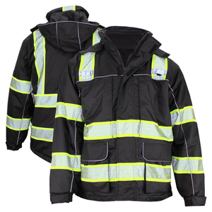 Customise Outdoor Class 2 Waterproof Polyester <b>Work</b> Safety Jacket Uniform Hooded <b>Jumper</b> High Visibility Reflective Stripes - Product Image 1