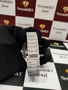 Reloj de Moissanita Totalmente Cubierto con Diamantes de Moissanita de Corte Brillante Redondo VVS, Relojes de Acero Inoxidable para Hombre y Mujer, a la Moda - Product Image 6