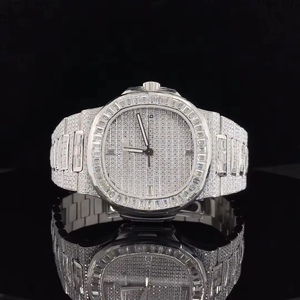 Montre en acier inoxydable avec pierre de moissanite de qualité supérieure, mouvement fiable, légère et écologique, élégante et étincelante - Product Image 5