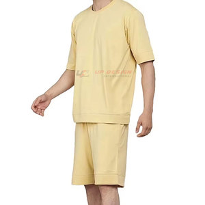 Ensemble de shorts pour hommes en coton pur, deux pièces, été, respirant, séchage rapide, tissu éponge, style décontracté personnalisable - Product Image 2