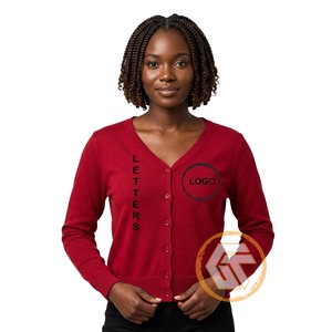 Cárdigan Personalizado con Apliques Bordados en Acrílico Delta, Cuello en V, Botones Cubiertos, Transpirable, para Mujer, Invierno, Sigma Sorority - Product Image 3