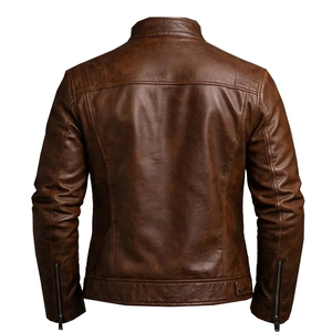 Blouson en cuir noir pour homme 2026, style motard, fermeture éclair asymétrique, manteau de style moto, cuir d'agneau de qualité supérieure, vêtements de rue, design unisexe - Product Image 6