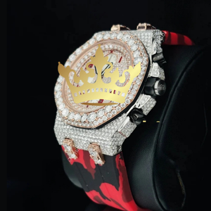 Luxury Men's Sport Antique Classic Simple Hip Hop Iced Square <b>Case</b> Stainless Steel Quartz Movement <b>Watch</b> VVS Moissanite Yellow - Product Image 2