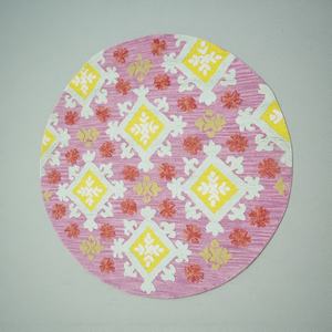 Tapis rond en laine tufté à la main, motif Paisley, rose pastel, tapis de designer avec envers en latex pour salon - Product Image 5