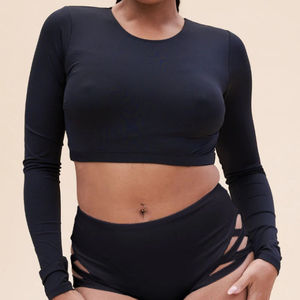 Conjunto 2026: Top corto de cuello alto y cintura alta para mujer, ideal para pole dance, ligero, para verano, actuaciones en escenario, entrenamiento, servicio OEM. - Product Image 4