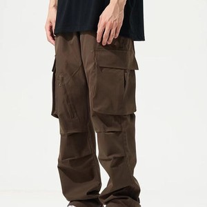 Pantalones Cargo Marrones para Hombre, Cintura Media, Cierre con Cordón, Múltiples Bolsillos, Transpirables, de Secado Rápido, Estilo Workwear, Peso Medio, para Invierno - Product Image 2