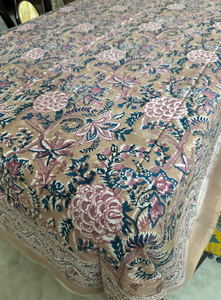 Mantel de algodón clásico con estampado floral, rectangular, lavable, decoración para el hogar, mantel con estampado a bloques - Product Image 5