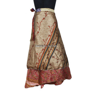 2 Layer <b>Magic</b> Classy Vintage Sari Silk Wrap Skirts 2 Layer Reversible <b>Magic</b> Silk Saris Wrap Long Skirt Sari Wrap Dress <b>Beach</b> - Product Image 2