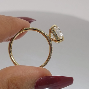 Bague de fiançailles en diamant de laboratoire taille coussin 3 carats, or massif 18 carats, sertissage à griffes, classique, pour femme, certifiée GIA - Product Image 3