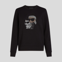 Sweat-shirt décontracté pour femme, doublé, col rond, respirant, 100 % coton, avec strass sur le devant
