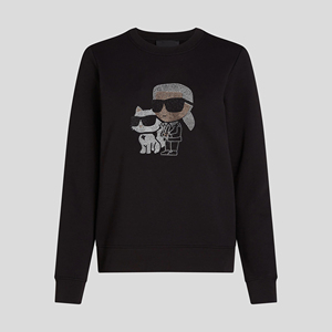 เสื้อสเวตเชิ้ตคอกลมผู้หญิง ลายปักเลื่อมรูปผีเสื้อและดอกไม้ ทรงปกติ แขนยาว ผ้าถัก คอตตอน ประดับคริสตัล - Product Image 1