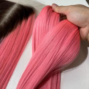 Ensemble de Cheveux Humains Bruts de Haute Qualité Ensemble et Fermeture Super Double Dessiné Ombre Rose Couleur Os Droite Prix Usine - Product Image 4