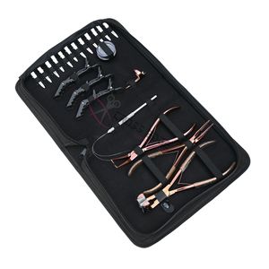 Kit d'outils pour extensions capillaires : Pince à micro-anneaux, Pince à sertir, Outil de pose de bandes adhésives, Extracteur de perles, Pince crocodile, Doigt de séparation - Product Image 1