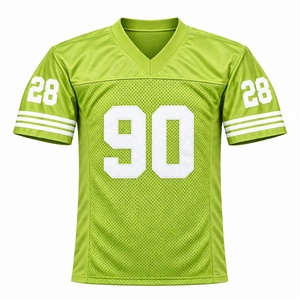 Camiseta de Fútbol Americano Personalizada al por Mayor, Color Verde Lima, de Secado Rápido, Transpirable, de Malla, para Prácticas de Equipo, Cosida, Ligera - Product Image 1