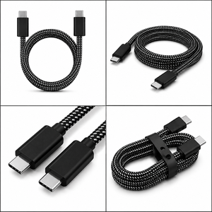 Type C to Type C Nylon Braided USB Cable 3A Fast <b>Charging</b> for Mobile Phone Data Sync and Power Delivery - Product Image 1